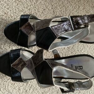 Bakers Black and Brown Heeled Sandals